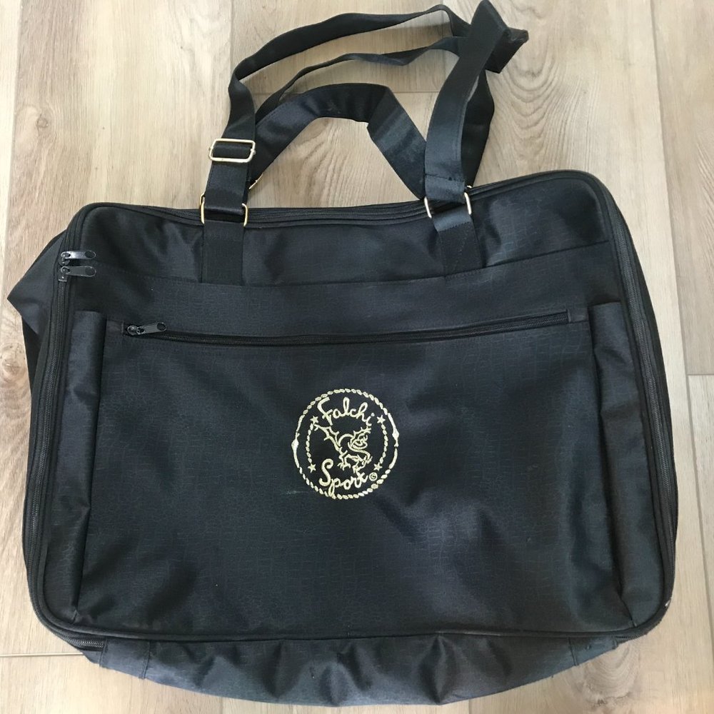 Carlos Falchi Sport black gold logo weekender shoulder tote gym bag Vintage New